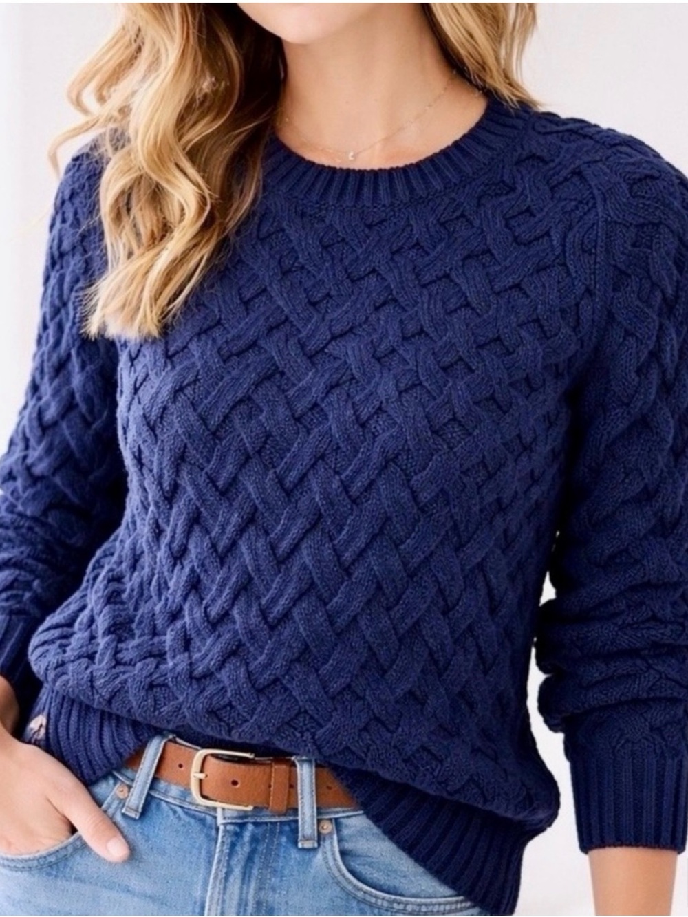 Lands' End | Women's Drifter Cable Knit Sweater | Navy | size 3X 24W-26W